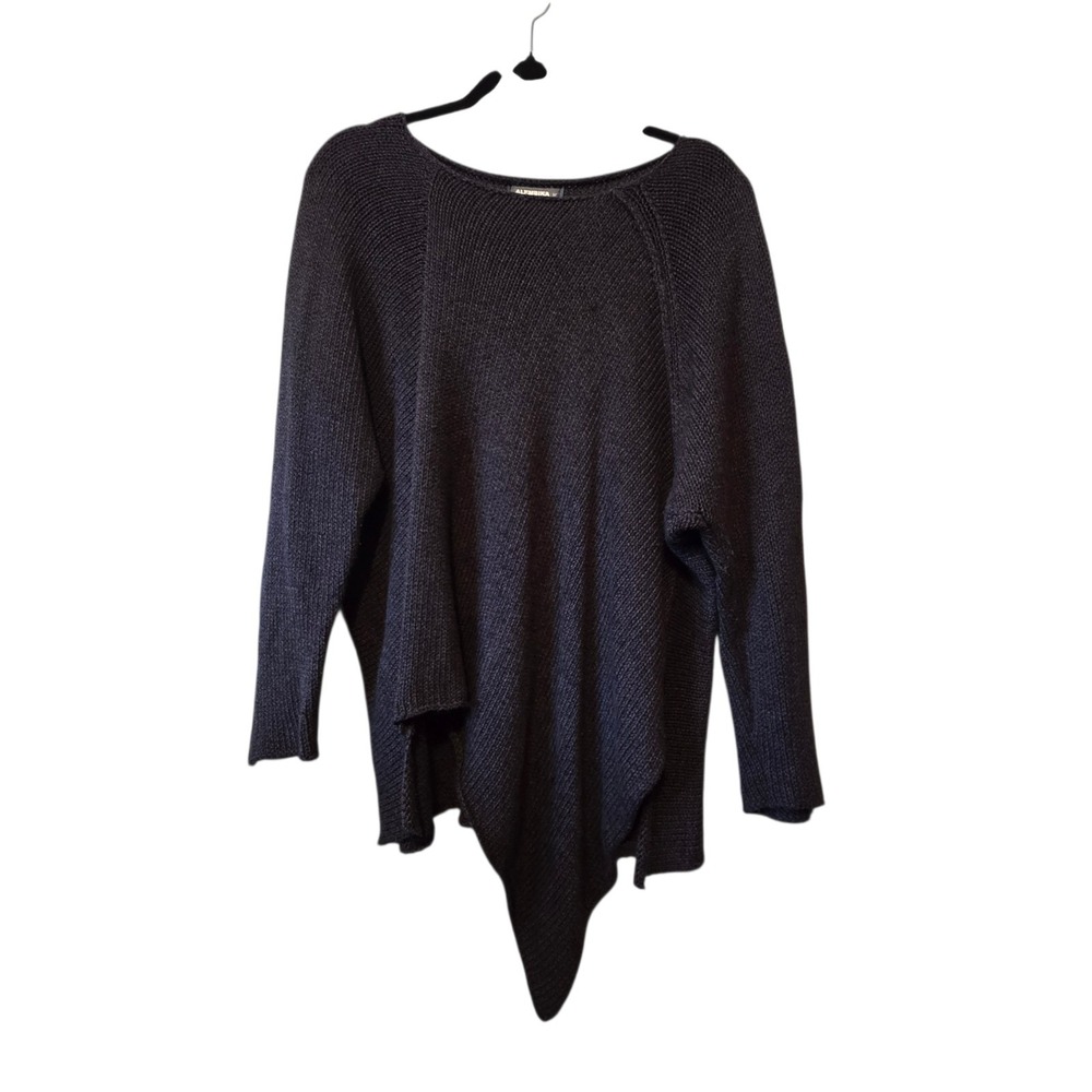 Alembika Asymmetrical Sweater Women's MED Gray Lagenlook Minimalist Artsy Chunky